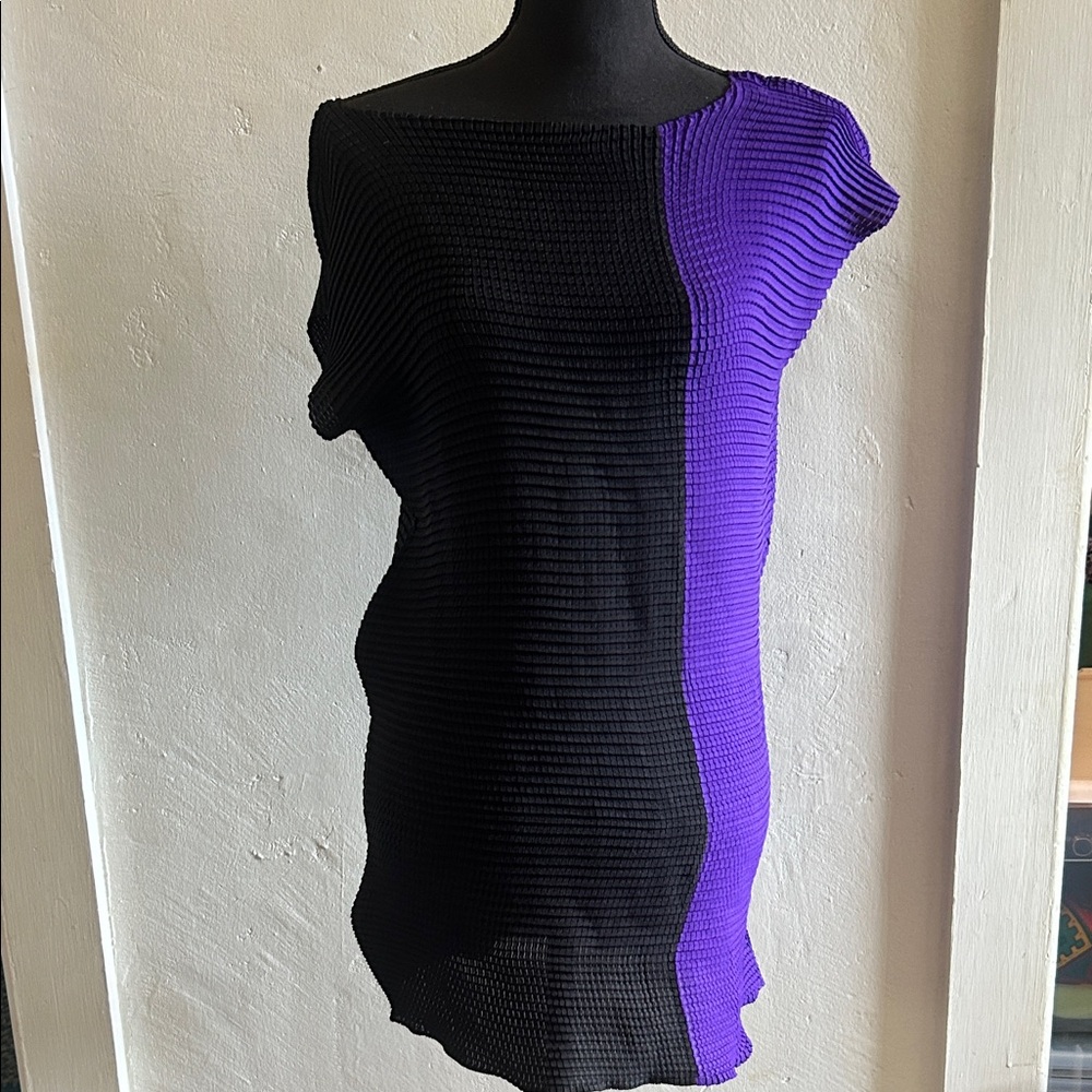 Issey Miyake Black and Purple Knit Dress